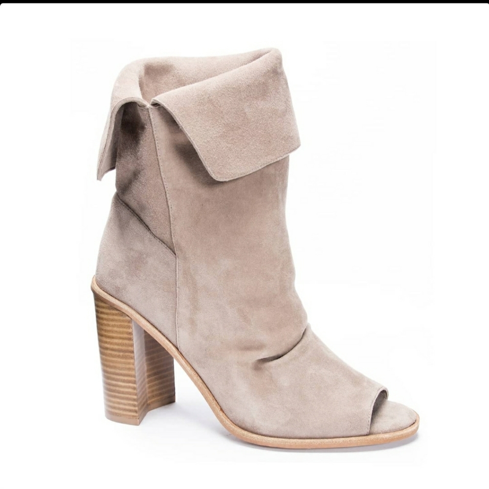 NEW-RAMADA Suede Peep Toe Booties